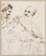 H 055
<br/>
Twee mannen met baarden in gesprek
<br/>
<em>Guercino (1591-1666)</em>
